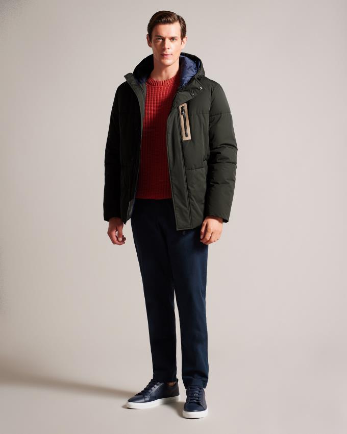 Veste Ted Baker Hooded Puffer Vert Homme | KON-57003793